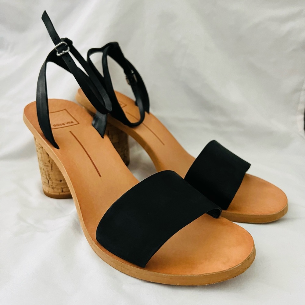 Women’s Black Leather and Cork Dolce Vita Heels Size 10